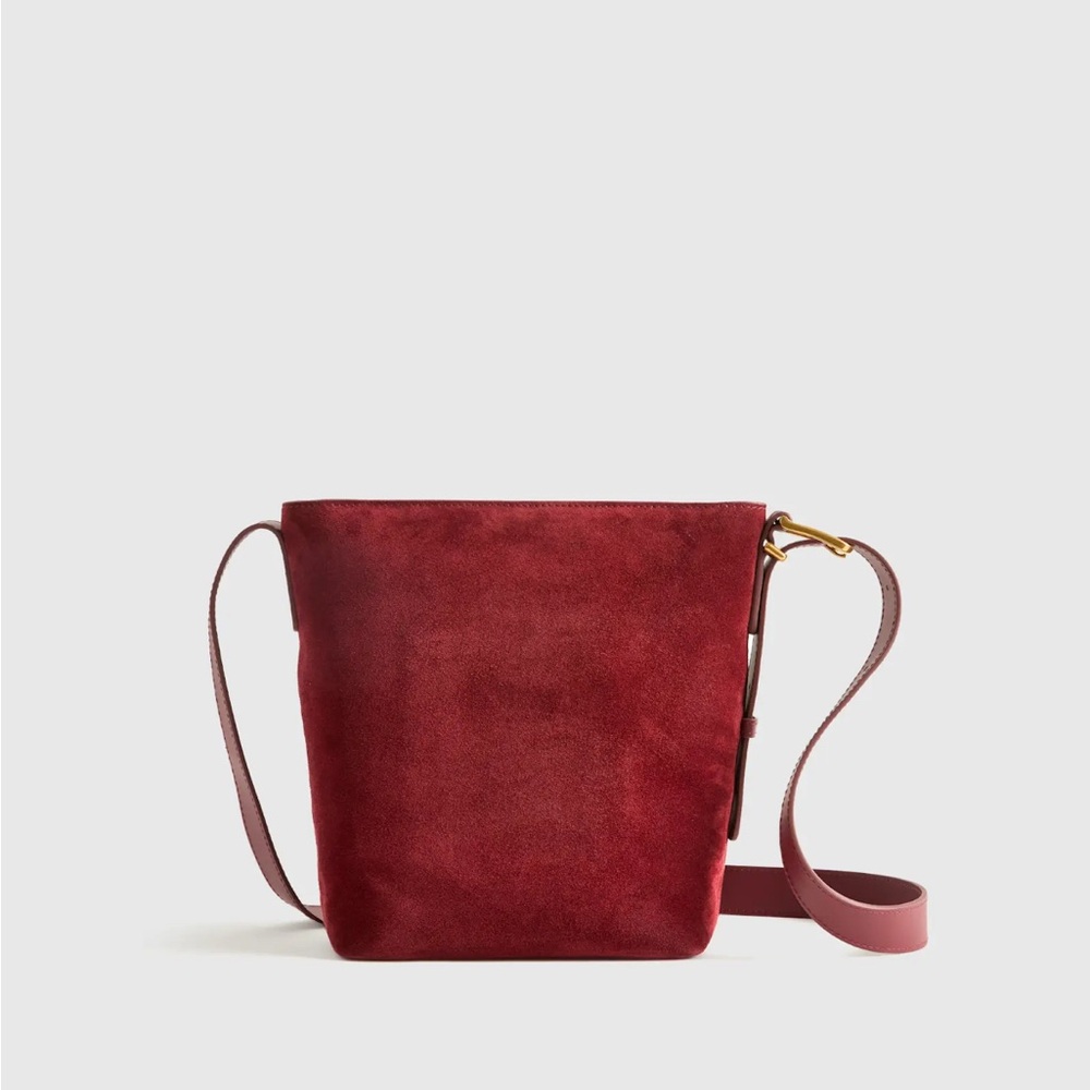 Quince Merlot Italian Suede Bucket Crossbody or Shoulder Bag